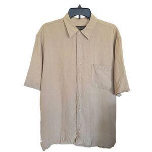 Donald J Trump mens Sz M beige 100% linen button up shirt hiking golf